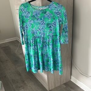 Floral Green and Blue Kids Dress